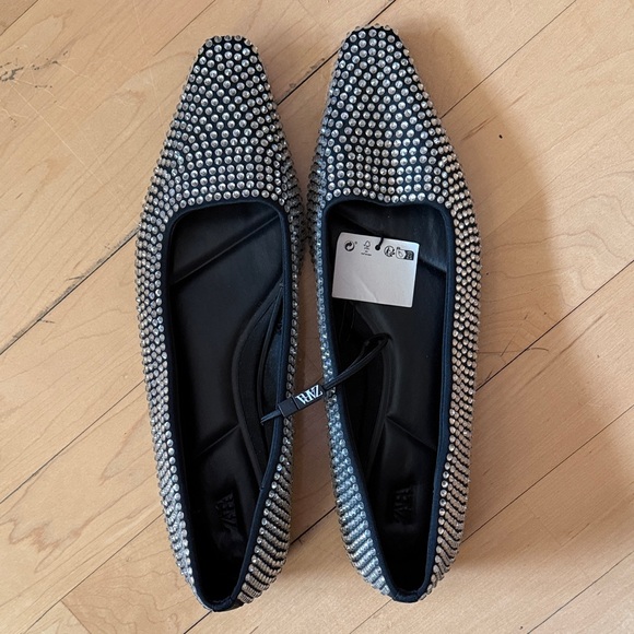 Zara Silver Rhinestone Embellished Flats - Picture 4 of 7